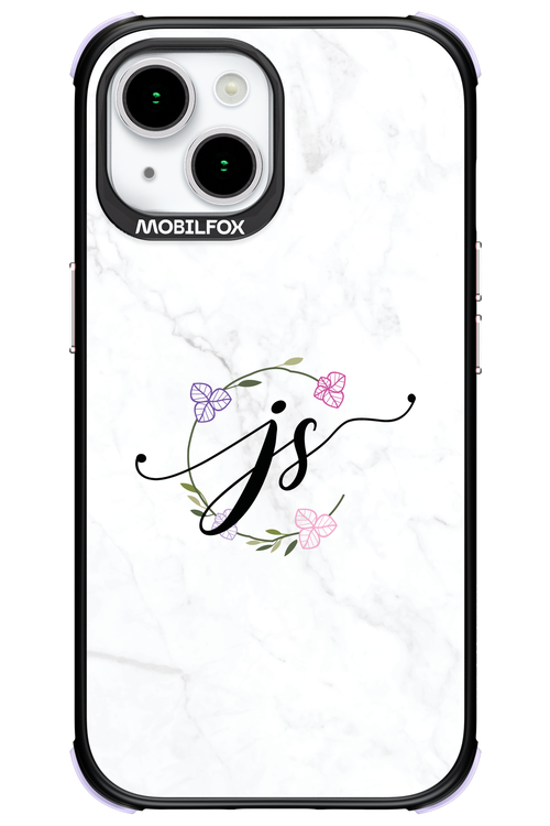 JS Monogram White - Apple iPhone 15