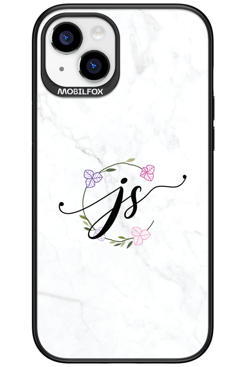 JS Monogram White - Apple iPhone 15 Plus