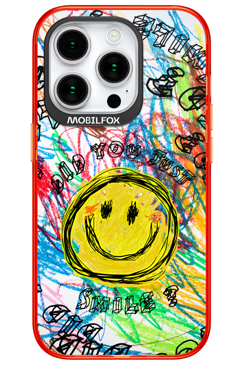 Crayon Smiley Colorful - Apple iPhone 15 Pro