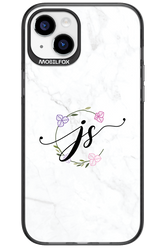 JS Monogram White - Apple iPhone 15 Plus