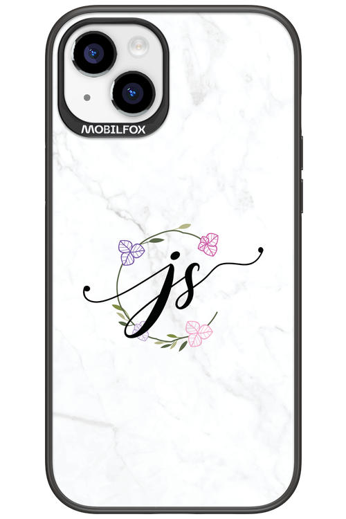 JS Monogram White - Apple iPhone 15 Plus