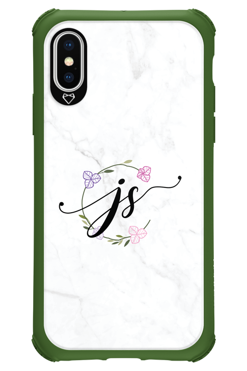 JS Monogram White - Apple iPhone XS