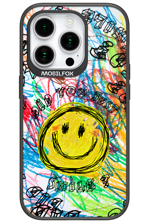 Crayon Smiley Colorful - Apple iPhone 15 Pro