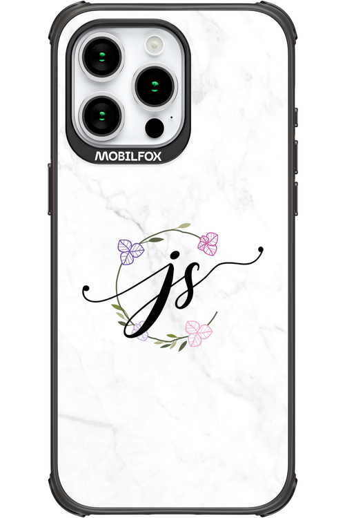JS Monogram White - Apple iPhone 15 Pro Max