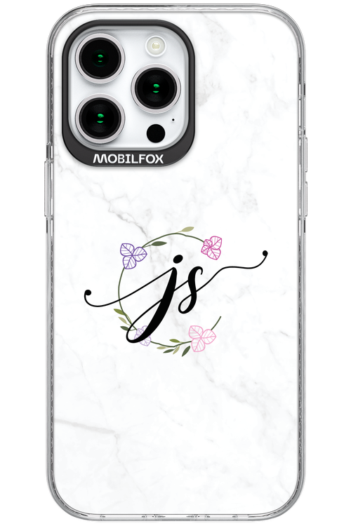 JS Monogram White - Apple iPhone 15 Pro Max