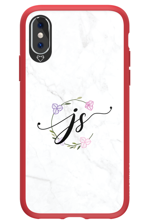 JS Monogram White - Apple iPhone XS