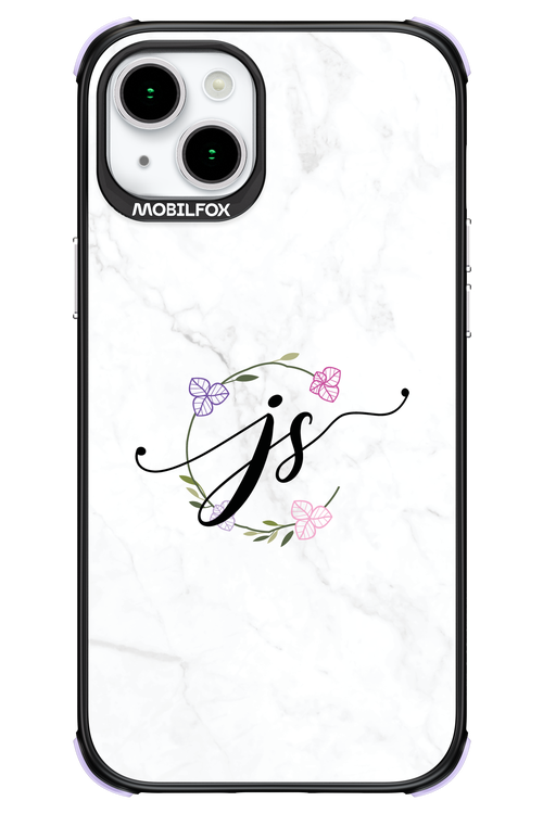 JS Monogram White - Apple iPhone 15 Plus