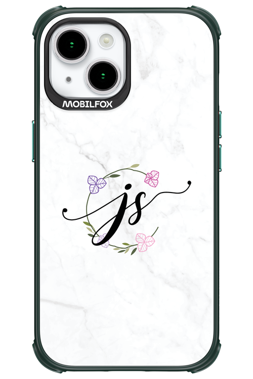 JS Monogram White - Apple iPhone 15