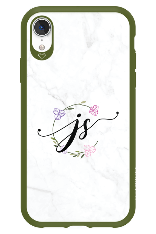 JS Monogram White - Apple iPhone XR