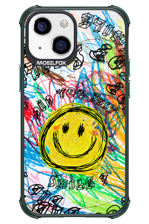 Crayon Smiley Colorful - Apple iPhone 13 Mini