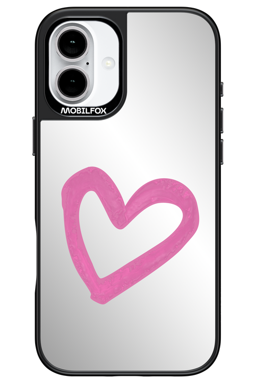 Pink Heart Mirror 2.0 - Apple iPhone 16 Plus