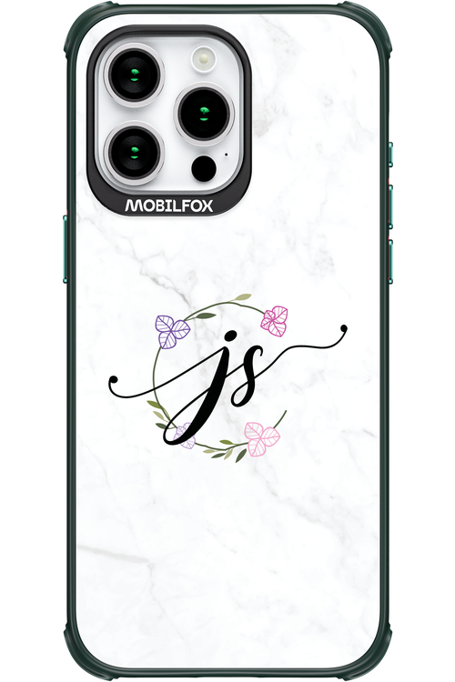 JS Monogram White - Apple iPhone 15 Pro Max