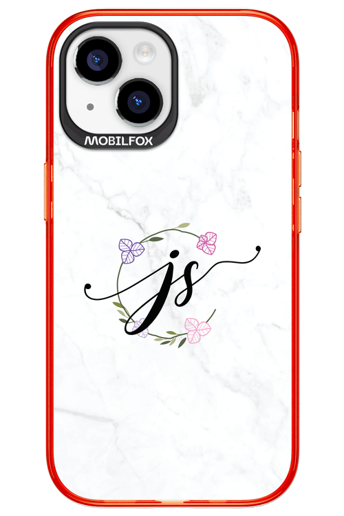 JS Monogram White - Apple iPhone 15