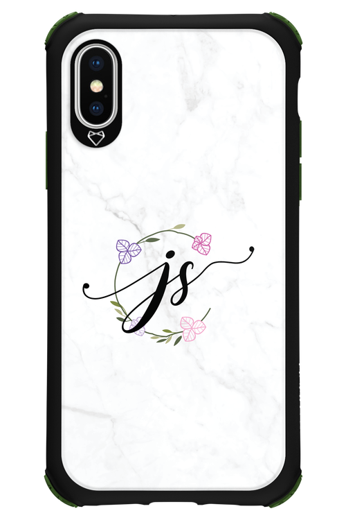 JS Monogram White - Apple iPhone XS